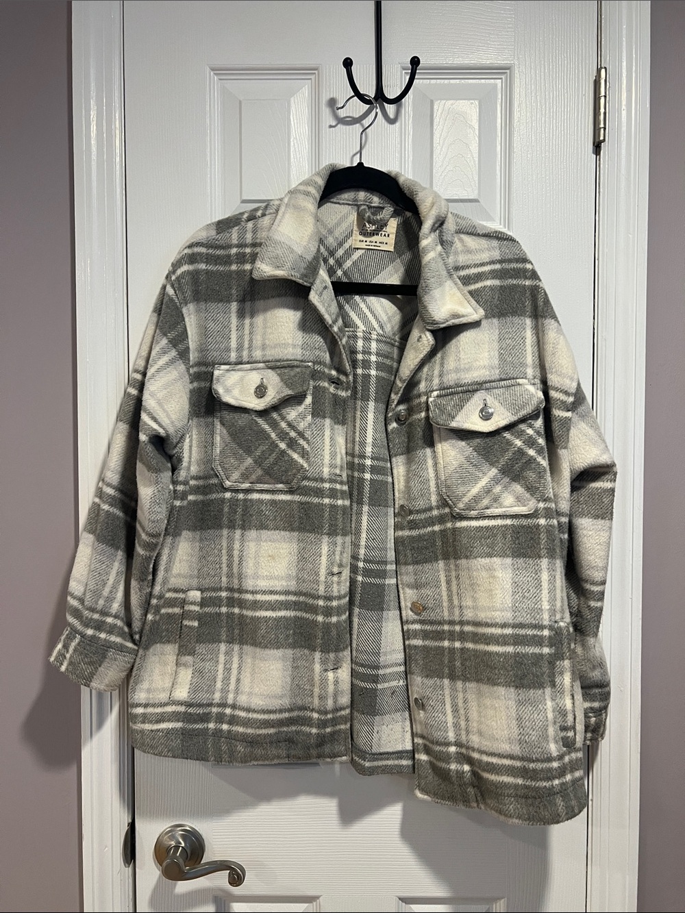 Ashley By 26 International Gray & Cream Plaid Outerwear